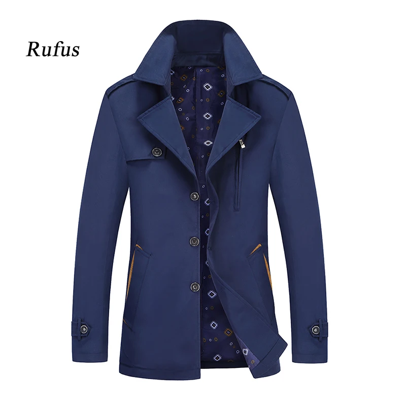 Мужской Тренч модная ветровка весенне осенние пальто одноцветные тонкие тренчи