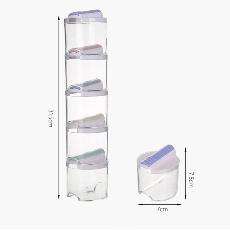 

5pcs/set Seasoning Flask Spice Box Set Baking Salt Sugar Storage Tank Jar Pepper Bottle Seasoning Stackable Box Kitchen Supplies