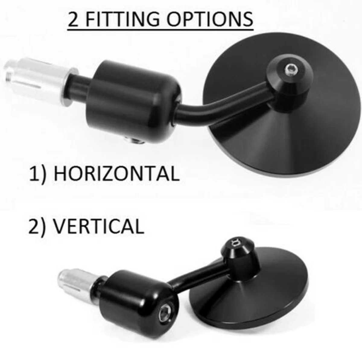 1pair Universal Black Aluminum Round Motorcycle Bar End Mirror Bike Motorbike Rearview Fits 22mm motorbike handlebars | Автомобили и
