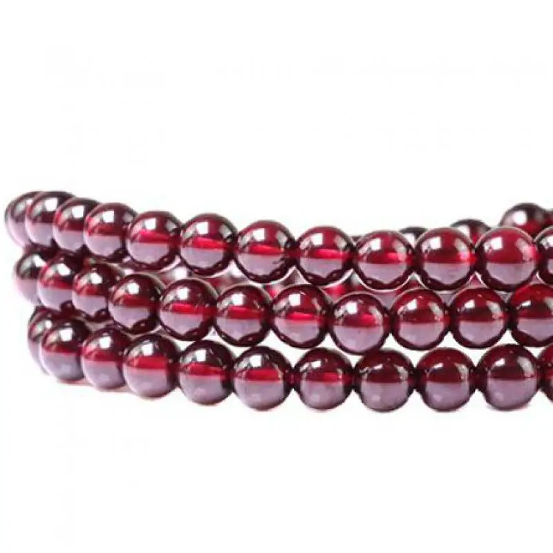

Garnet Bracelet Women Natural Stone Beads Elastic Beaded Fine Jewelry Bangle Burgundy Three Circle Gem Bracelets Accessories