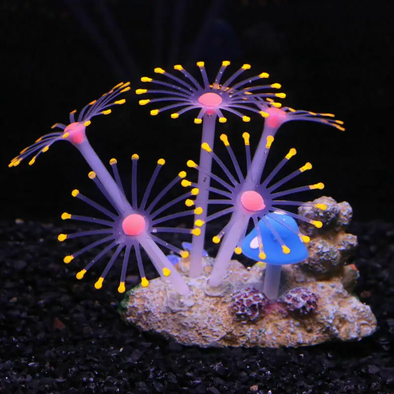 

Artificial Glowing Silicone Coral Aquarium Fish Tank Underwater Live Plant Luminous Ornament Aquatic Landscape Soft Coral Decor