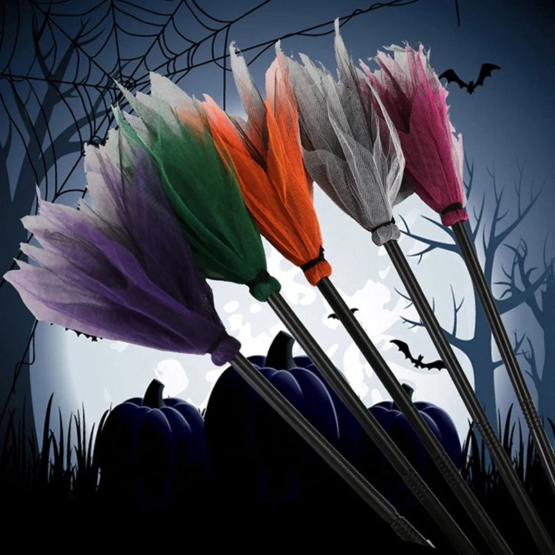 

4Pcs Halloween Witch Flying Broomstick Decoration Creative Flying Broom Stick Party Props Dress Up For Party