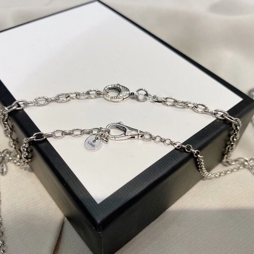 

sterling silver 925 Retro Block Letter Necklace Couple Necklace all-match luxury Charms fashion jewelry holiday gift date gift