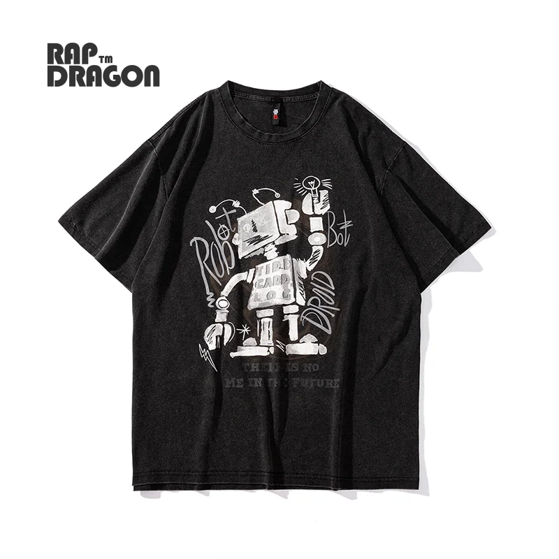 

Graphic T shirts Men Harajuku Tshirt Oversize Hip Hop T-shirt Summer Streetwear Robot Graffiti Print Top Tees Vintage Clothing