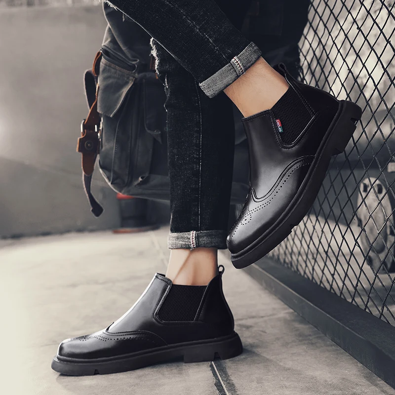 Новинка мужские ботинки из натуральной кожи сезон осень-зима Челси Мужская