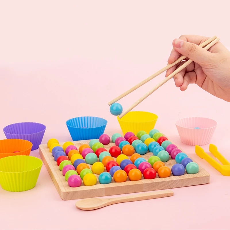 

Wooden Clip Beads Board Game Montessori Educational Wooden Toy Clip Beads Game