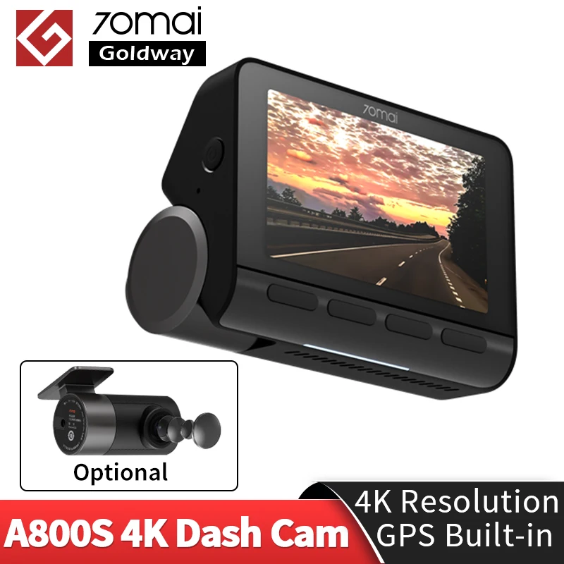 70mai 4K Dash Cam A800 A800S Встроенный GPS 4k двойного видения ADAS FCW Системы DVR 140FOV реальные UHD