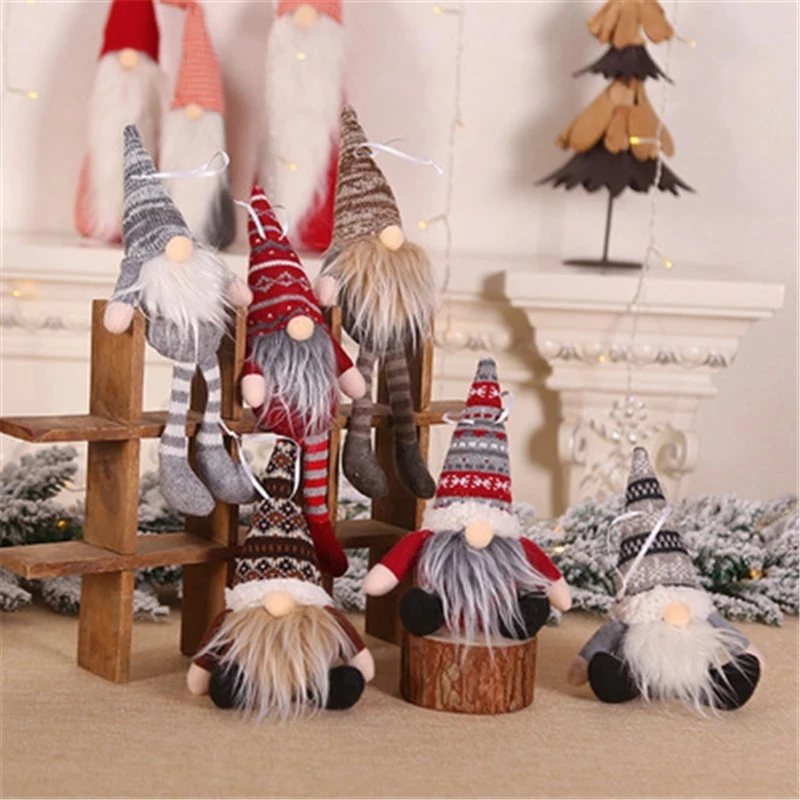 

Christmas Navidad Pendant Gifts Doll Plush Santa Gnome Figurine For Home Decor Happy New Year Faceless Doll Party Supply