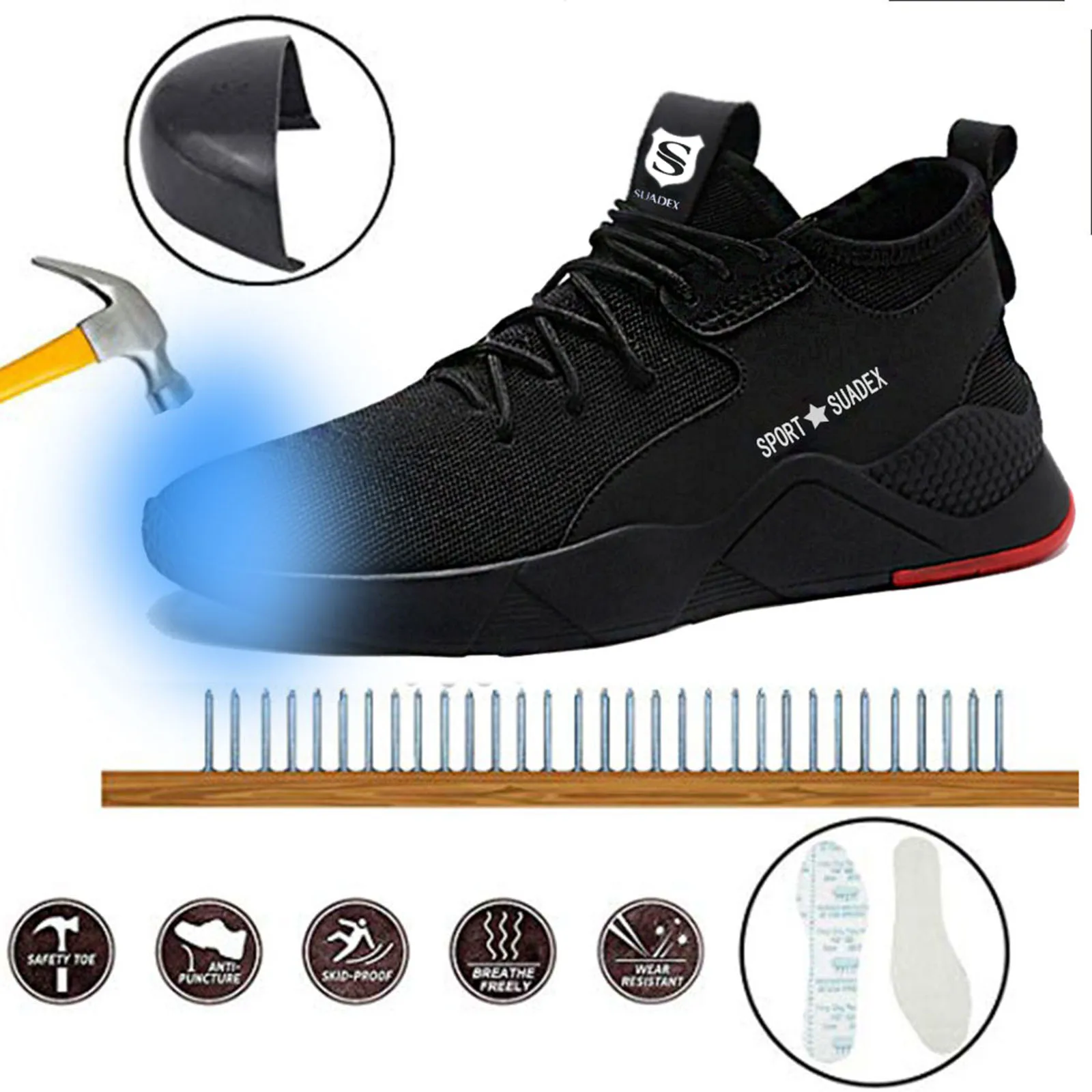 BAOLESEM рабочая обувь Мужская защитная стальной носок противоударные дышащие легкие рабочие кроссовки