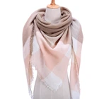 Новинка 2021, брендовый женский шарф, модные клетчатые мягкие кашемировые шарфы, шаль для девушек, дизайнерские треугольные теплые вязаные банданы оптом