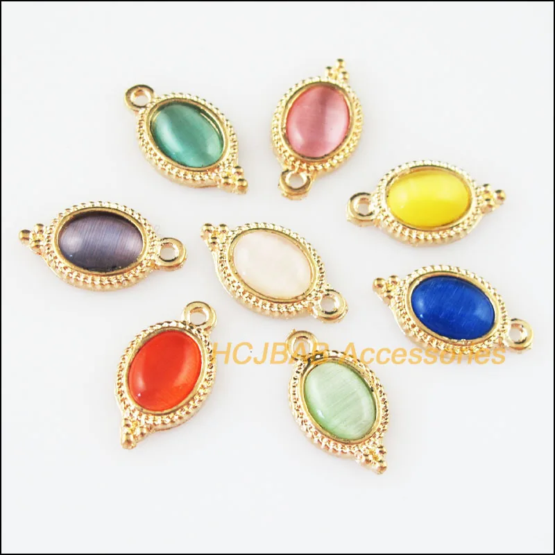 Мода 16 шт. цвета: золотистый Цвет овальной формы в форме цветка смешанный камень