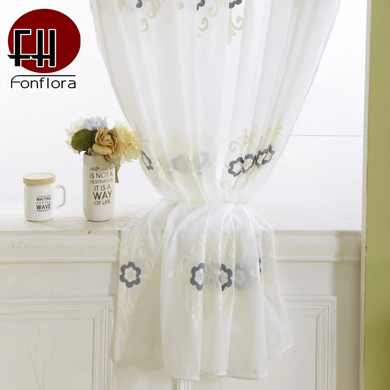 Белые тюлевые шторы с цветочной вышивкой для гостиной спальни прозрачные