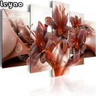 Алмазная настенная живопись с цветами, Современная коричневая Алмазная вышивка с лилиями, 5 панелей, Алмазная мозаика