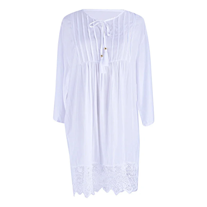 

Popular Rayon Imitation Pleated Lace Seaside Holiday Skirt Sunscreen Beach Coat Swimsuit Blouse