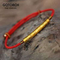 999 sterling silver gold color handmade thin red string bracelet for women six words engraved mantra prayer buddhism jewelry