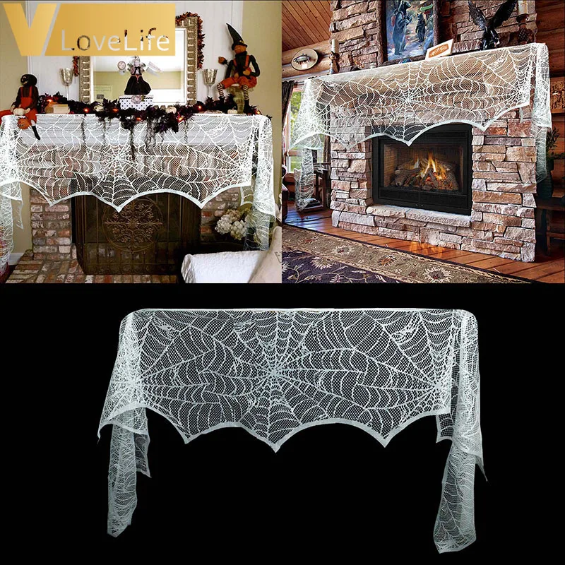 table cover black lace table cloth table runner luxury round rectangle skull mat halloween decorations for home decor 2021 new free global shipping