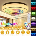 Светодиодный музыкальный потолочный светильник с регулируемой яркостью, 100 Вт, RGBW, с bluetooth-динамиком, мобильным телефоном, управление через приложение, изменение цвета, установка заподлицо, светильник