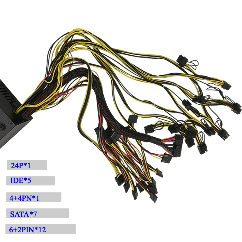 Шахтер PSU 1800W Биткоин монеро CryptoNote майнинга эфириума Rig блок питания ATX Питание для
