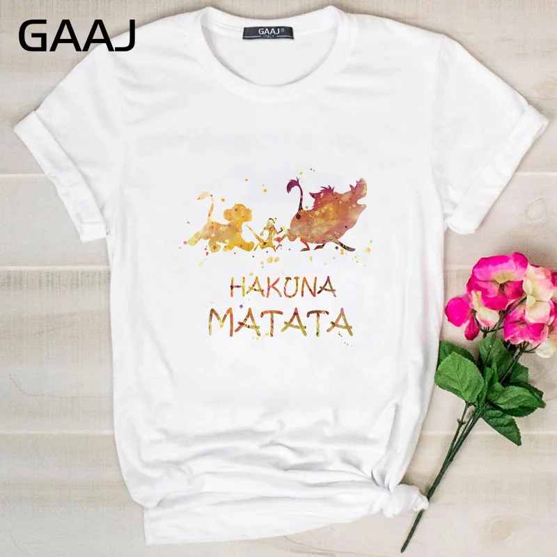 Женская футболка в Корейском стиле GAAJ &quotHakuna Matata Keep Calm&quot летняя уличная 27UDK