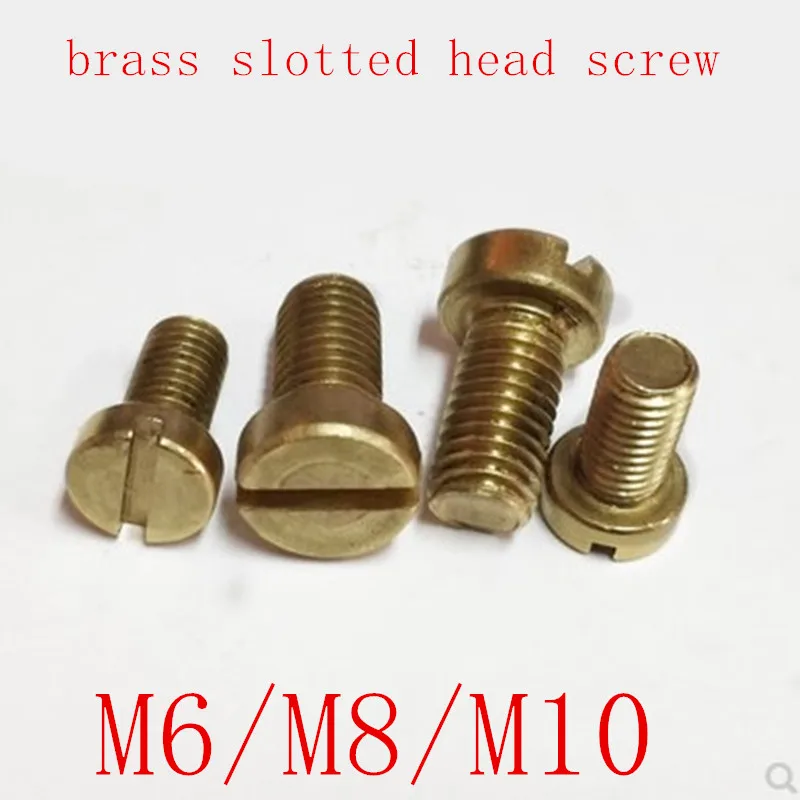 Латунный винт с шлицевой головкой и резьбой 20 шт./лот M6 M8 * 12/16/20/25/30 DIN84|Винты| |