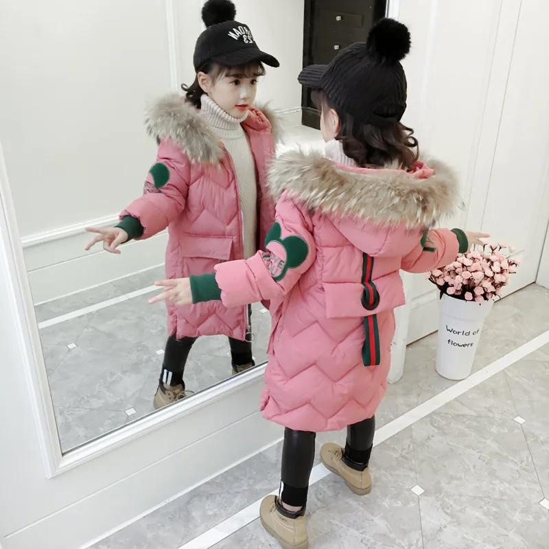 Пуховики для девочек теплая верхняя одежда малышей плотные пальто ветрозащитные
