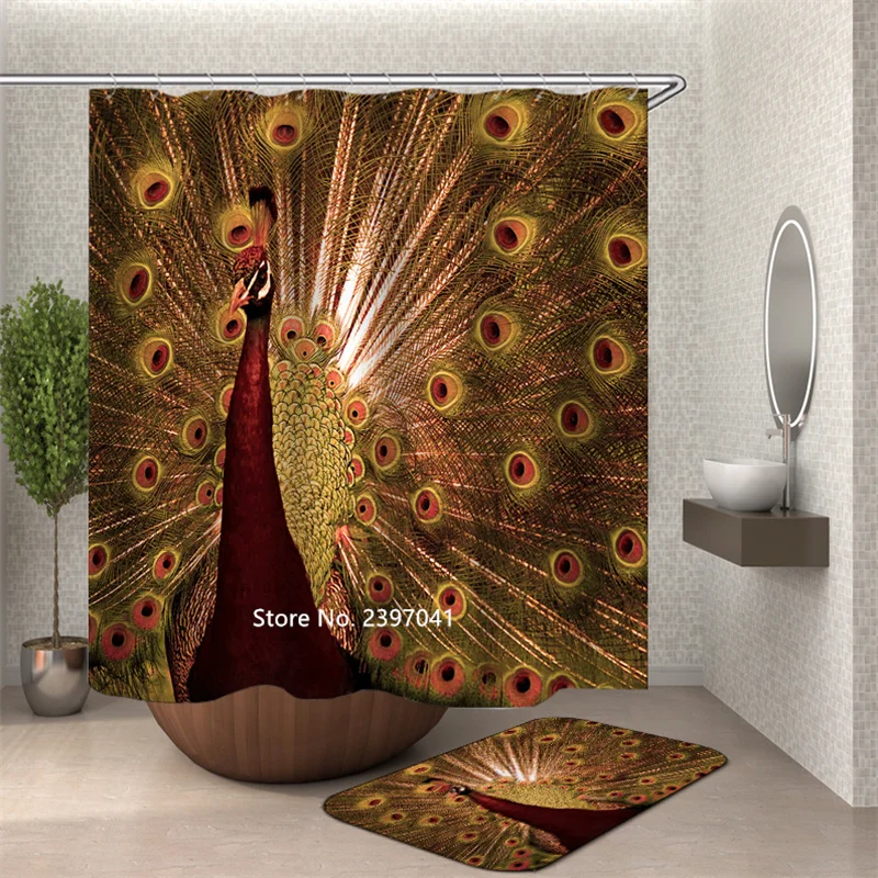 

Creative Cartoon Art 3D Digital Animal Print Shower Curtain Waterproof and Mildew Proof Nordic Style Lovely Bath Decoration