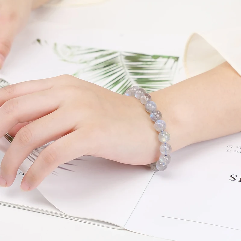 Браслет унисекс с круглыми бусинами JD A + натуральный камень лабрадорит 4/6/8/10/12 мм