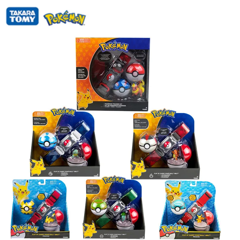 

Genuine TOMY Pokemon Elf Ball Belt Pikachu Pocket Storage Bag Pokeball Variant Figurines Dolls Cosplay Model Kawaii Toy Gift