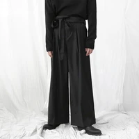 mens new fashion trend casual trousers wide leg trousers singer stage style high waist dark bell bottoms sweeping floor