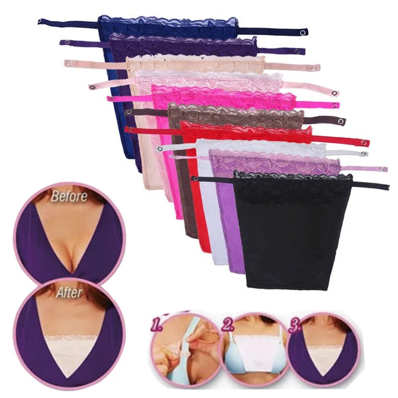 

Women Quick Easy Clip-on Lace Mock Camisole Bra Insert Wrapped Chest Overlay Modesty Panel