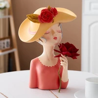 nordic beautiful hat girl resin ornaments office store club furnishing crafts home room cabinet bookcase sculpture decoration