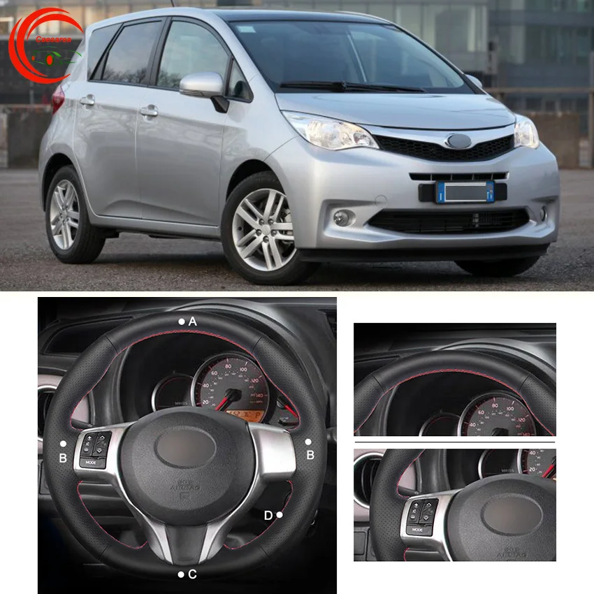 

Для Subaru Trezia 2011-2015 черный кожаный чехол рулевого колеса автомобиля DIY рука сшитый на заказ