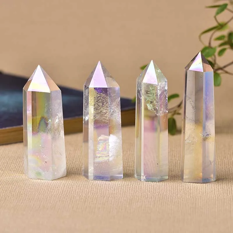 Натуральный белый гальванический шестиугольный колонна кристаллический камень