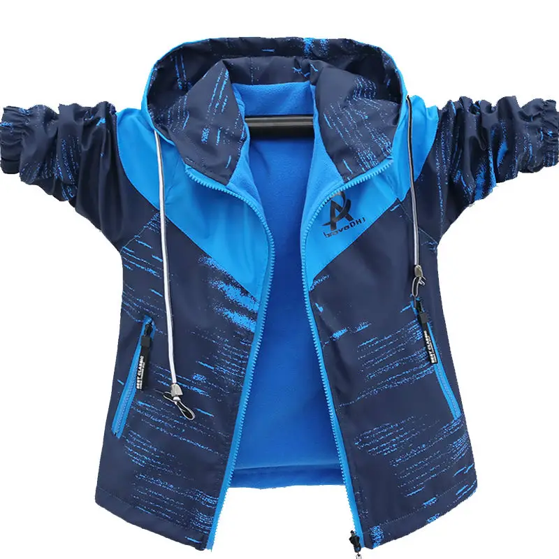 

Children Outwear Boys Coats Autumn Sport Warm Wear on Both Sides Teenage Boys For Jacket Fleece Windbreakers WindProof Jacket