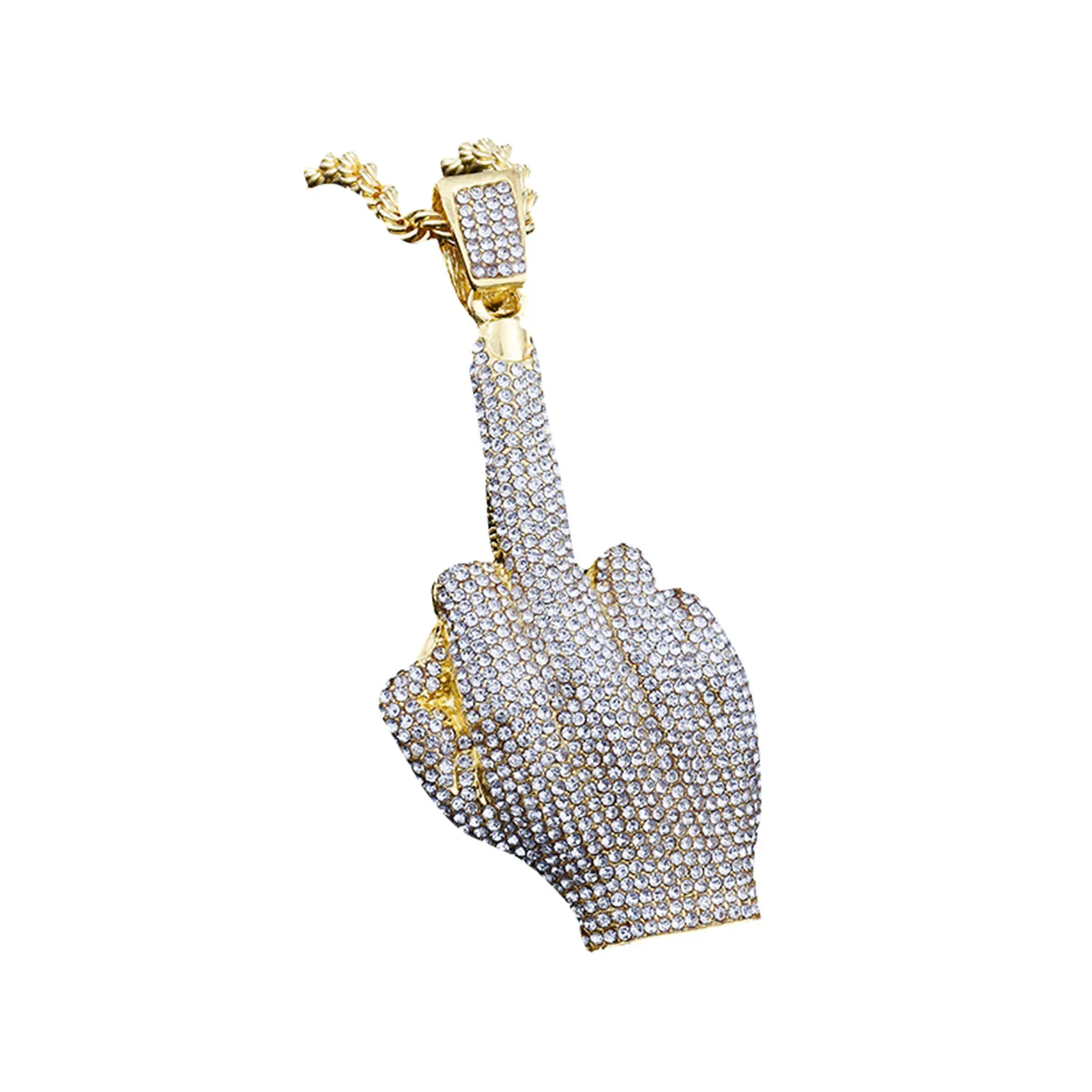 

Hip Hop Big Pendant Necklace with Rhinestones Rope Chain Exquisite Jewelry for Unisex TT@88