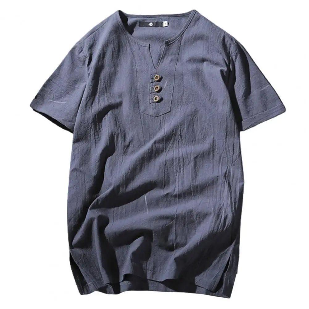 

Футболка мужская летняя, Мягкая стильная Смешанная льна, свободная рубашка с коротким рукавом