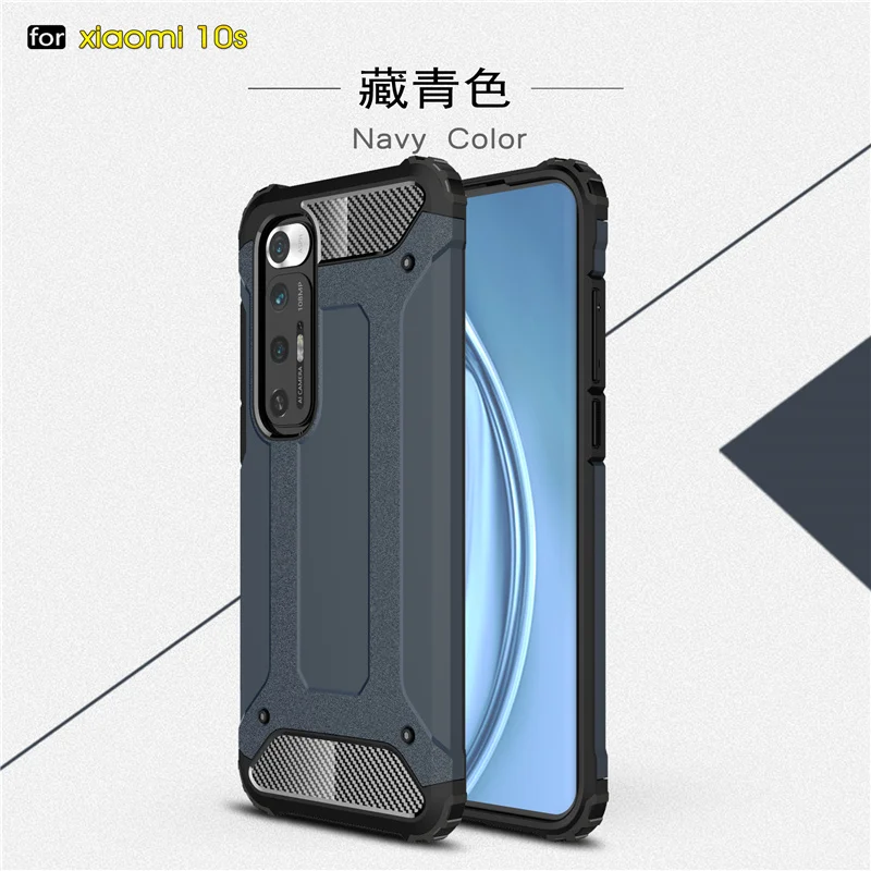 For Xiaomi Mi 10S Case For Mi 10S Cover Capas Rugged RubberShockproof PC Armor Phone Bumper Hard Cover For Mi 10S Fundas 6.67"