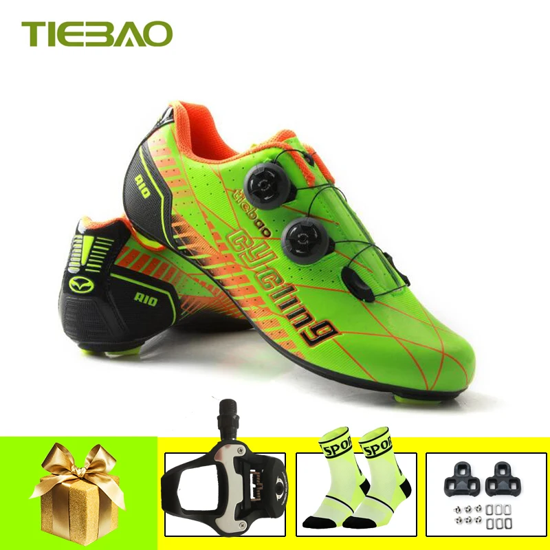 

Tiebao Road Shoes Carbon Fiber Cycling Sneakers Bicycle Pedals Self-locking Ultralight Sapatilha Ciclismo Athletic Bike Shoes