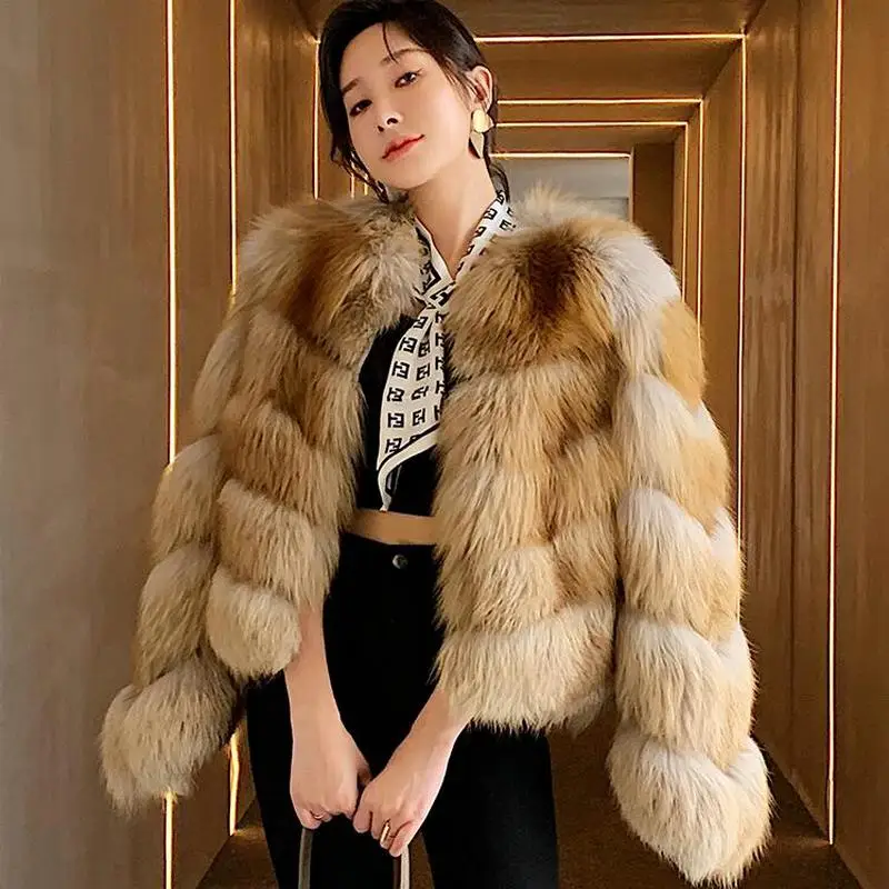 ZDFURS * Новинка женская теплая шуба из натурального Лисьего меха короткая зимняя