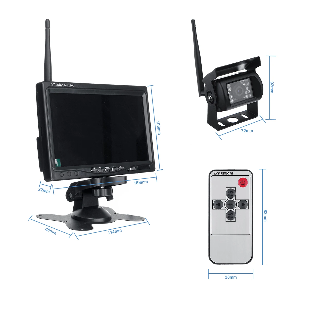 " Беспроводной автомобильный монитор TFT lcd Автомобильная камера заднего вида HD монитор для камера грузовика поддержка автобус RV Van DVD Камера заднего вида