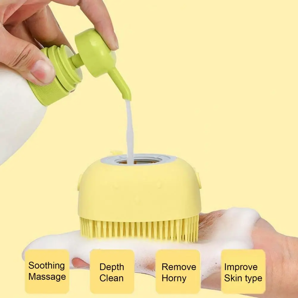 

1Pcs Kids Bath Brush Non-Slip Handle Multifunctional Silicone Skin-Friendly Baby Shower Scrubber Dispenser for Infant