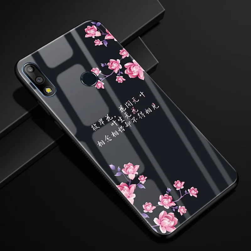 30 Для Asus Zenfone Max Pro M2 ZB631KL Чехол Жесткий PC стеклянный чехол для телефона черный TPU бампер чехол для Asus ZB631KL закаленное стекло - Цвет: 30