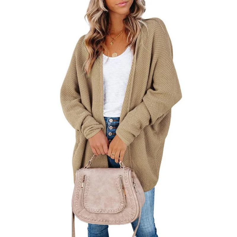 

2021 New Loose Knitted Cardigan Sweater For Women Simple fall winter Women long sweater Solid thin Casual Cardigan Oversize Coat