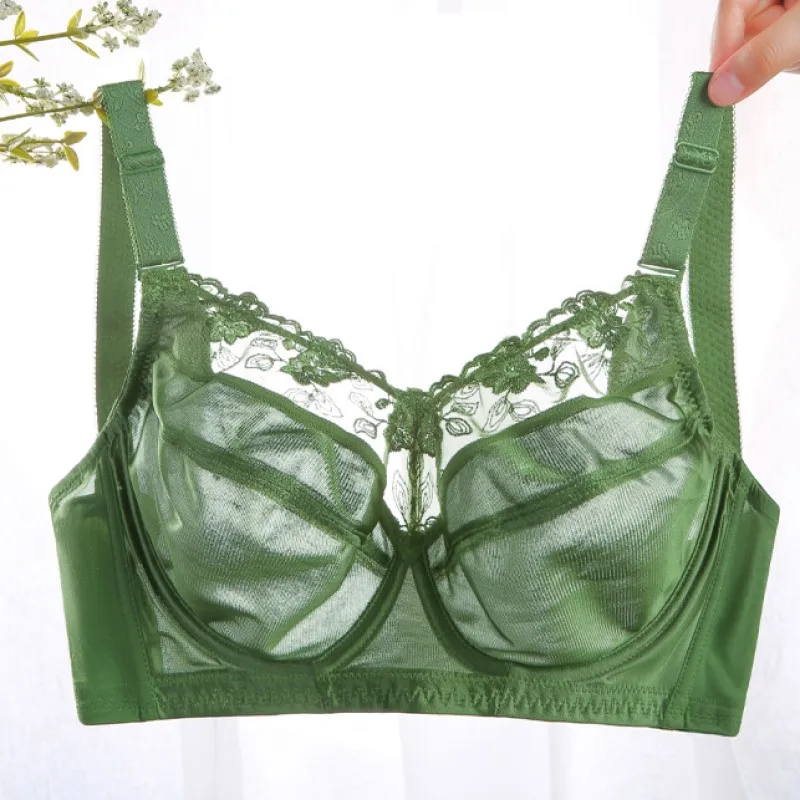 

Womens Minimizer Underwire Bra 34C 36C 38C 40C 42C 44C 46C 48C B D Green Lace Bra Plus Size Bra for Full Figure Soft Cups Bra