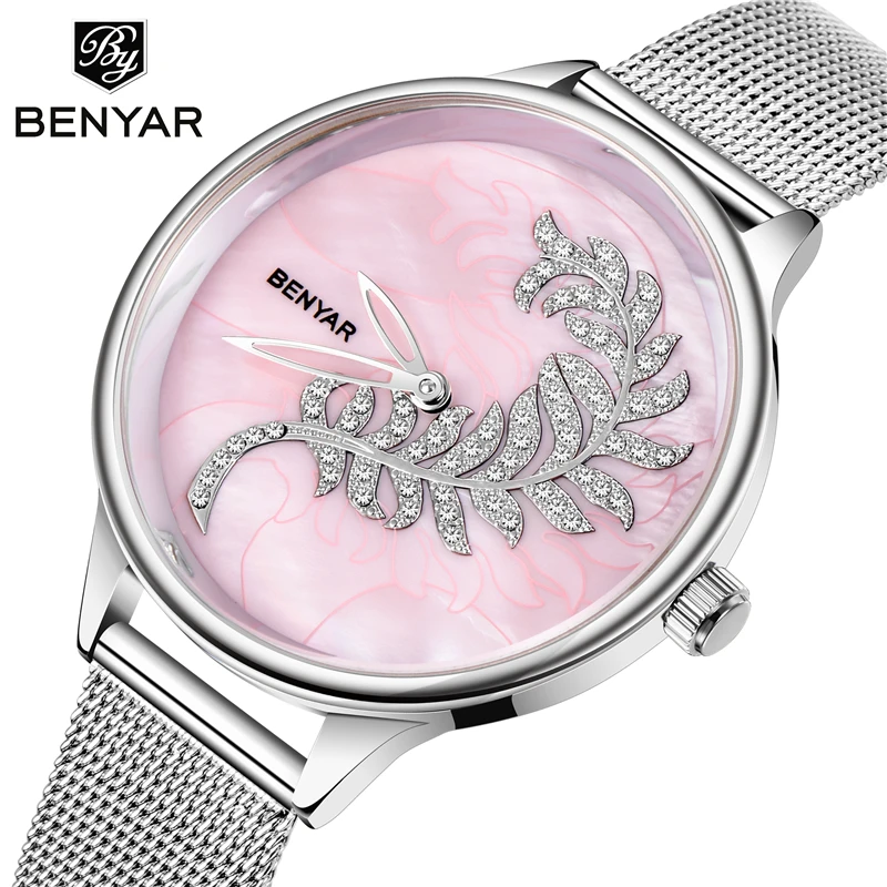 

Reloj Mujer BENYAR Brand Luxury Women Watch Ladies Fashion Waterproof Crystal Sapphire Quartz Wristwatch Clock Relogio Feminino