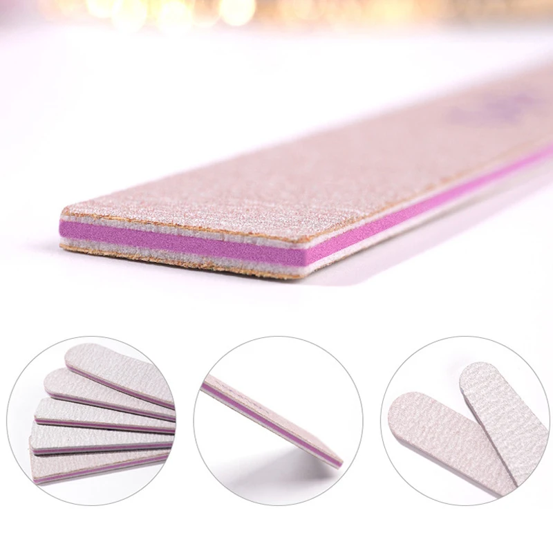 

100-10Pcs Professional Nail File Sandpaper Strong Thick Nail Files Buffer for Manicure Sanding Half Moon Lime Nail Tools 100/180