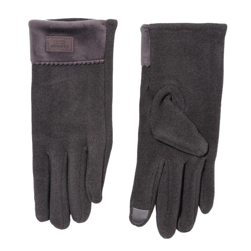 

2021 Touch Screen Suede Glove Warm Thick For Women Autumn Winter Cashmere Full Finger Gloves Wool Female Wool Inside Gloves