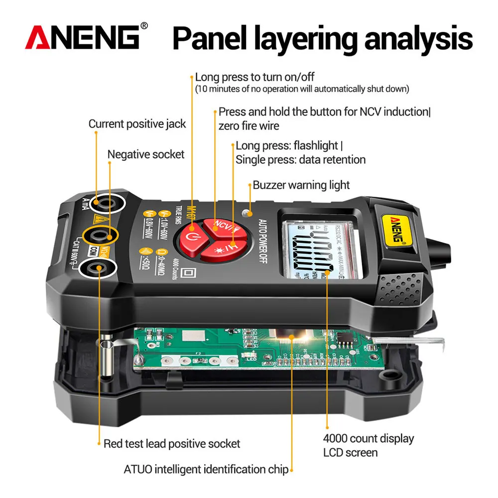 Цифровой мультиметр ANENG M167 4000 отсчетов с фонариком | Инструменты