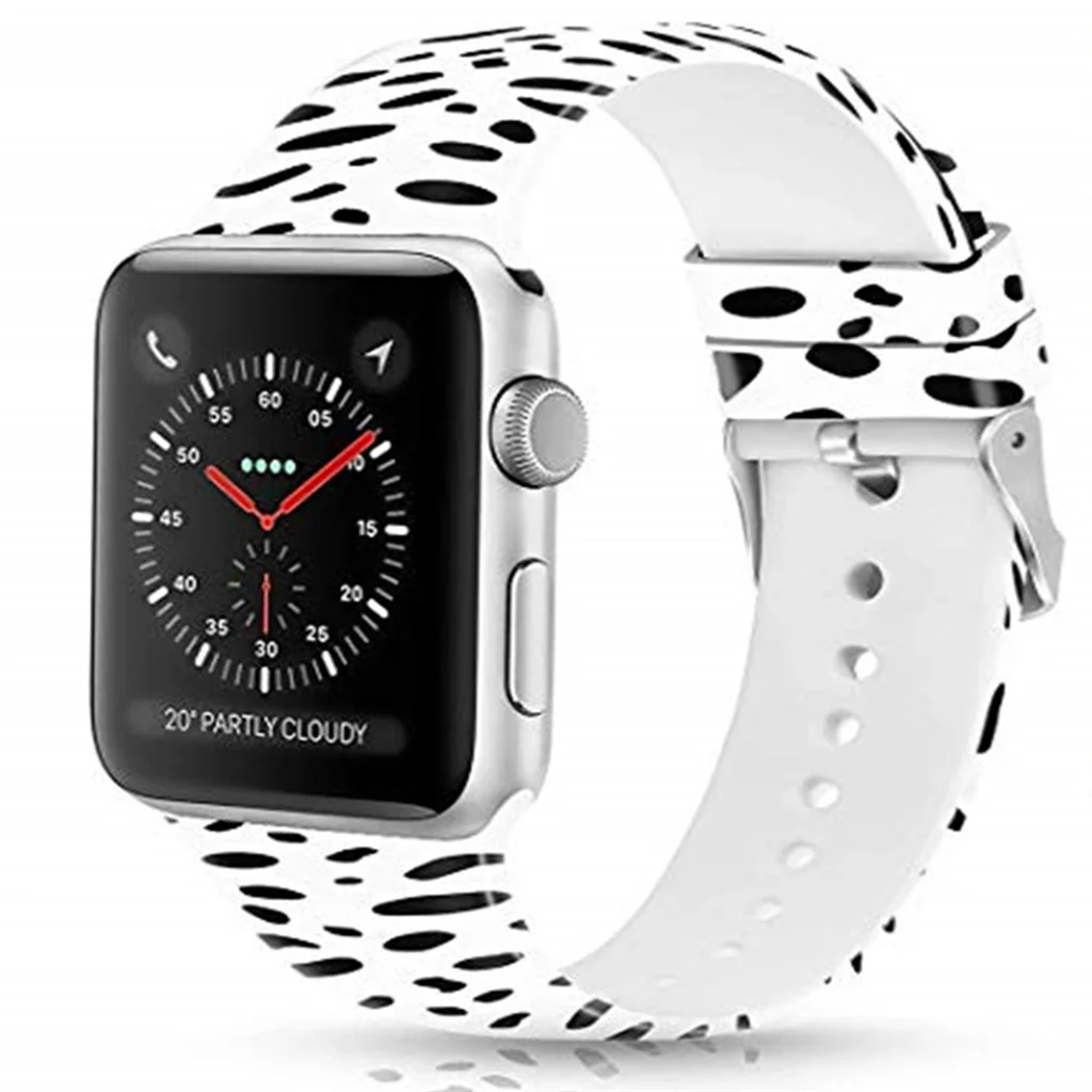 Yayuu полосы для наручных часов Apple Watch Series 4/3/2/1 мягкий силиконовый неувядающий с печатным рисунком сменный ремешок Спортивные smart watch полос - Цвет: Black print on white