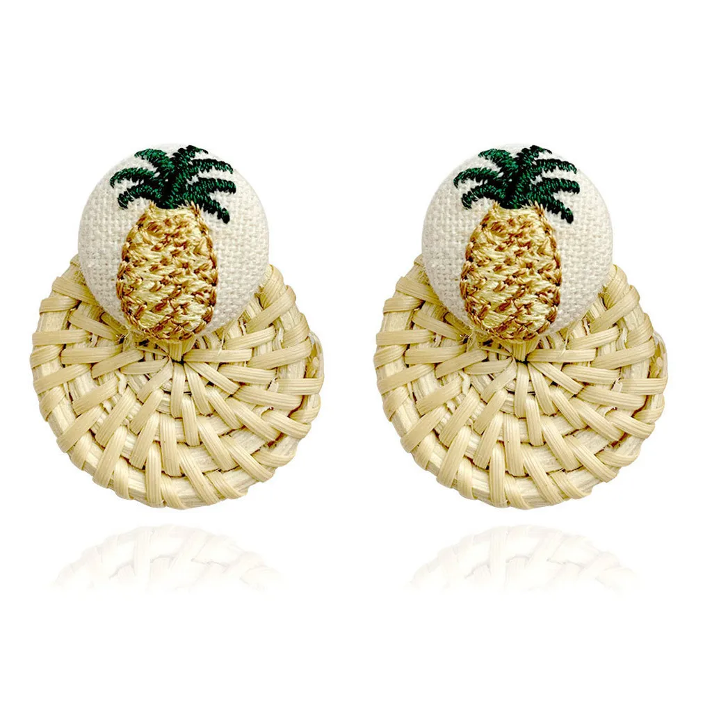 Женские модные серьги из бамбукового ротанга геометрической формы ювелирные